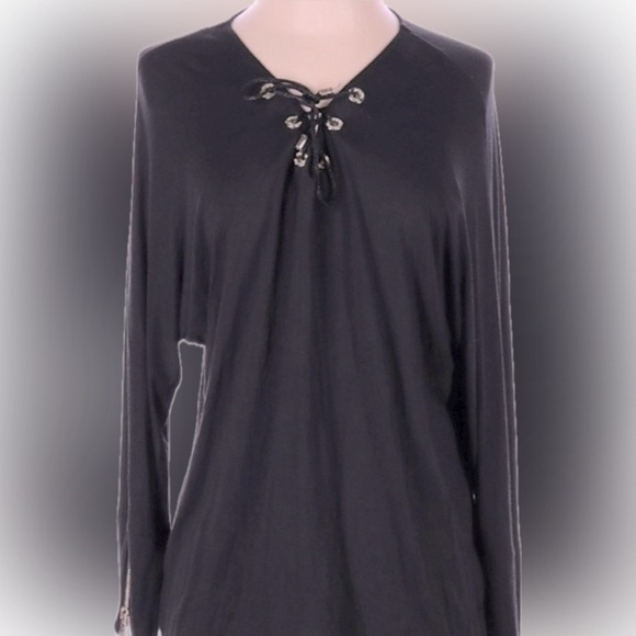 GUC - CALVIN KLEIN black top with lace tie. Size M. Great used condition! - Picture 1 of 2